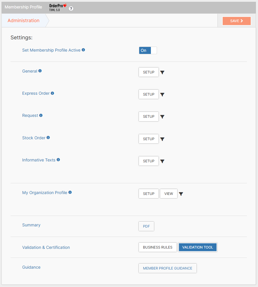 Supplier Membership profile initial view