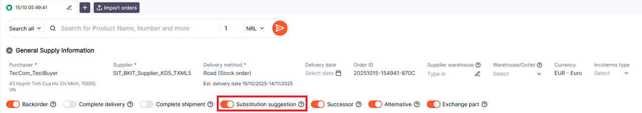 Substitution suggestion for Buyers