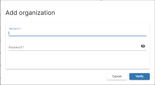 Add organization modal window