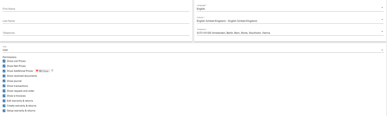 Add user modal window