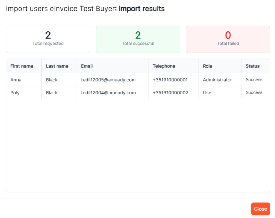 Import results