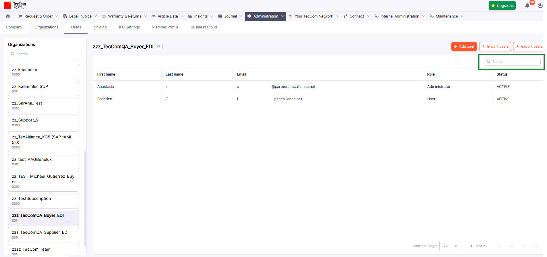 User search